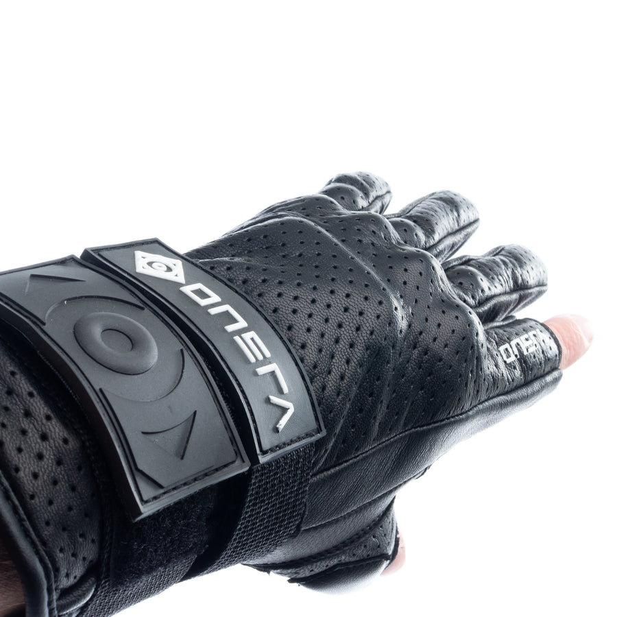 ONSRA RACE glove wrist strap with ONSRA logo, close-up