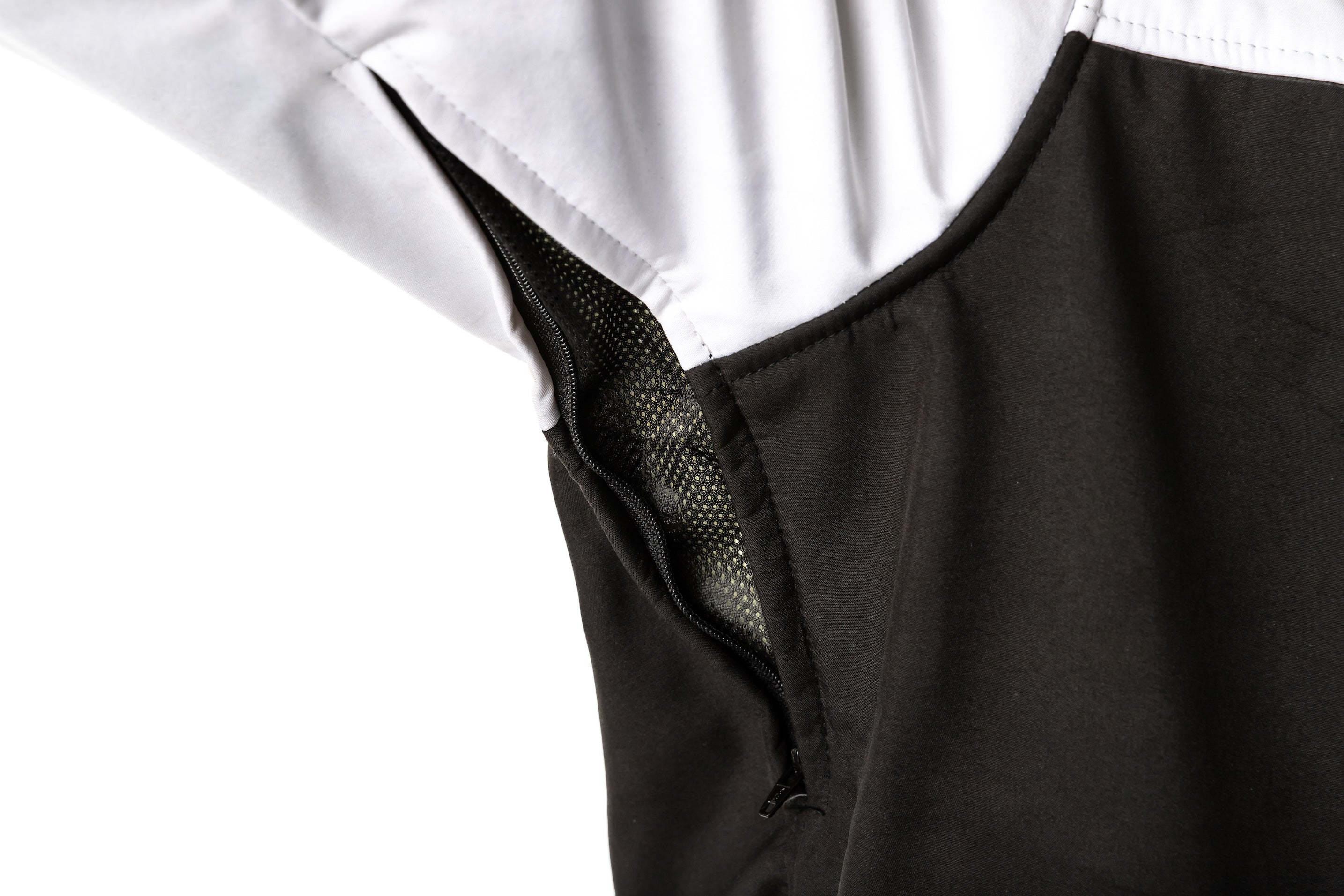 Kevlar armored motorcycle jacket in black and white with CE Level 2 protectors, designed for electric skateboard and motorcycle riders.