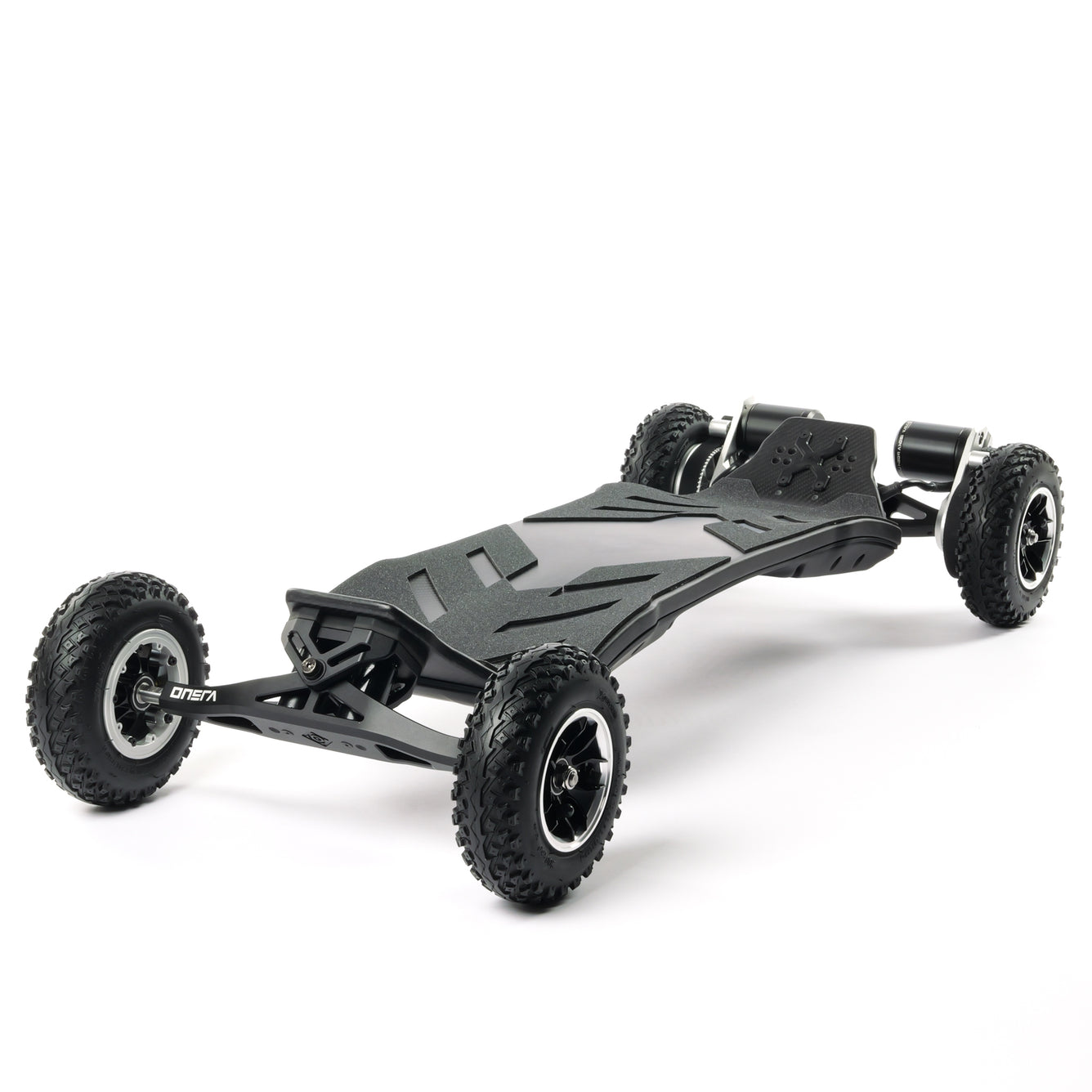 High-performance ONSRA VELAR 2.0 electric skateboard with sleek CNC-machined components, powerful belt drive motors, all-terrain wheels, and premium Swiss design for unmatched speed, stability, and carving.