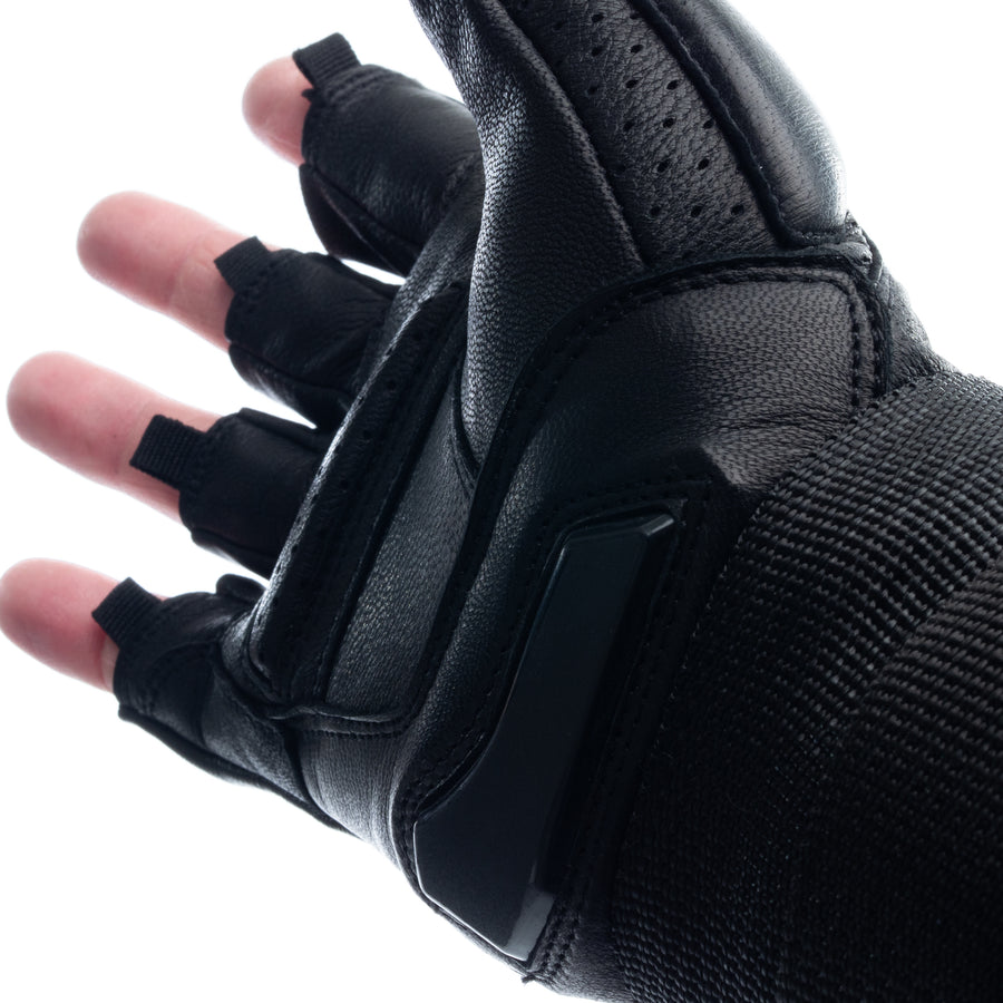 Black ONSRA short-finger glove close-up showing palm slider and padding