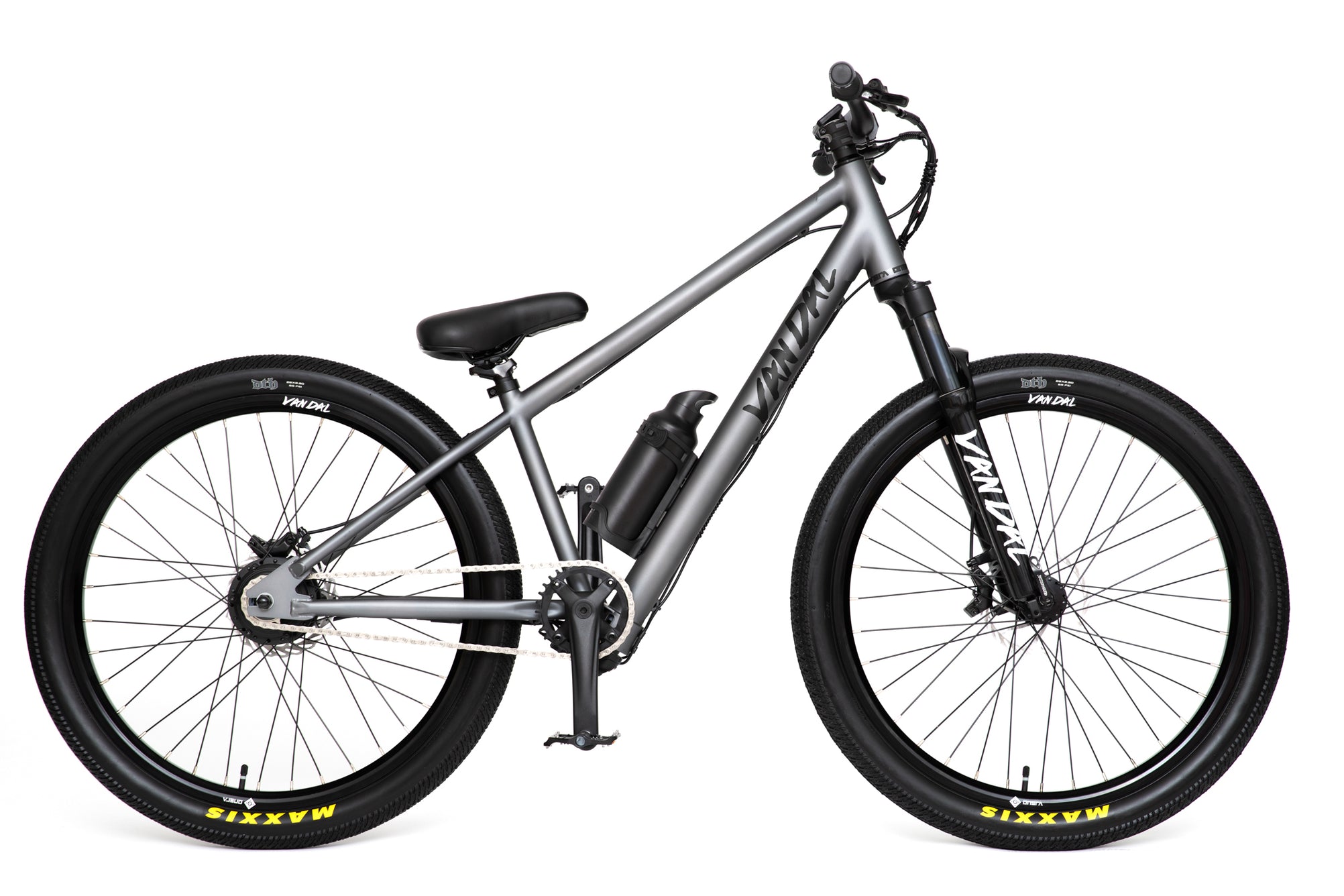 VANDAL electric bike with lightweight chromoly frame, hidden battery, and optional extended range battery for city and off-road riding.