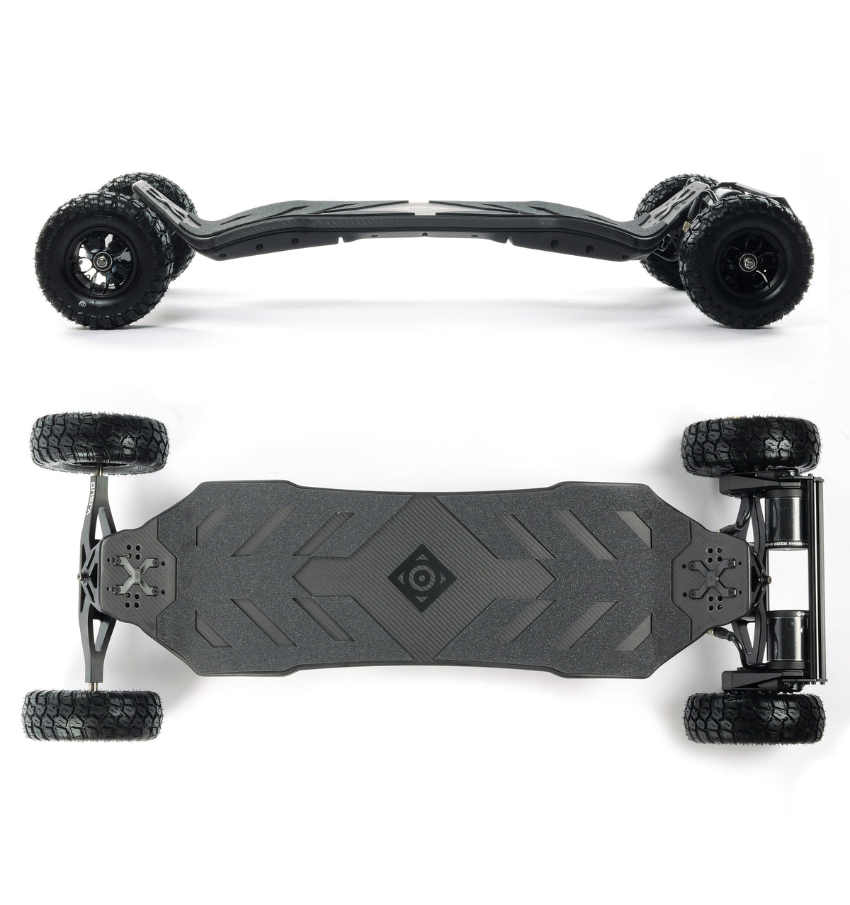 VELAR 14S4P off-road electric longboard battery, compactly integrated into the large high-performance board for extreme speed and off-road riding.