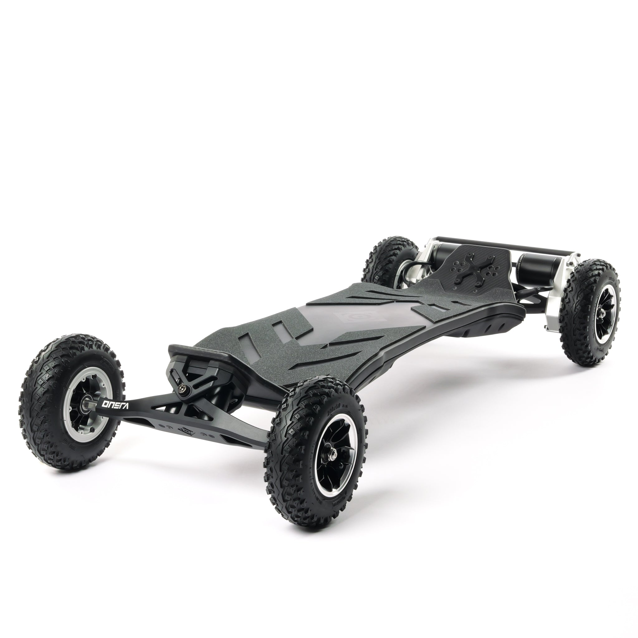 High-performance ONSRA VELAR 2.0 electric skateboard with sleek CNC-machined components, powerful belt drive motors, all-terrain wheels, and premium Swiss design for unmatched speed, stability, and carving.